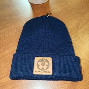 Lapp Tannehill Black Leather Glued Patch Cuffed Knit Beanie OS